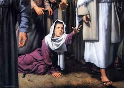 Jesús resucita a una niña y cura a una mujer enferma