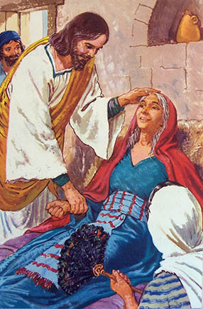 Jesús sana a la suegra de Pedro y otros