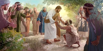Jesús sana a un leproso